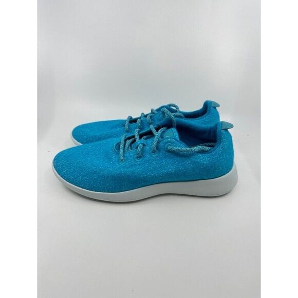 Allbirds Wool Runners Thrive Teal 0422 NV1 Men Size 9 New blue white knit runner - Picture 3 of 5